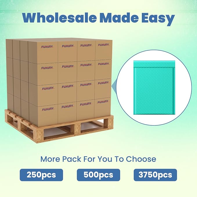Fuxury Bubble Mailers 10x13 Inch Teal 25 Pack, Opaque Padded Envelopes for Clothing, Books, Makeup & Accessories, Self Seal Shipping Bags for Small Business