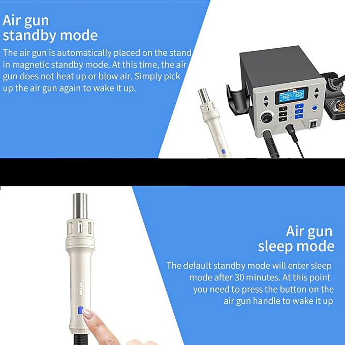 ST-8902D 1300W 2 in 1 Digital Rework Station With Hot Air Station and Soldering Station, Automatic Sleep Mode and Digital Display Function for Mobile Phone Repair, Laboratory, DIY