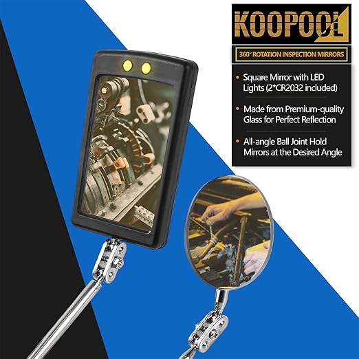 Telescoping Magnetic Pickup Tool Set, Inspection Mirror Telescoping, LED Flashlight, Cool Gadgets for Men, Father’s Day Gift, Gifts for Dad, Husband, Kids, Boyfriend, Magnet Stick (Blue)