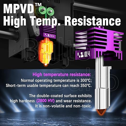 2 Pcs Upgraded 0.4mm A2L/H2D/H2S/H2C/X2D/P2S Hotend with Anti-Stick MPVD Coating - High Speed Hardened Steel P2S Nozzle for Bambu Lab P2S,X2D,H2 Series,A2L/A1/A1MINI 3D Printers, Bamboo Lab Parts