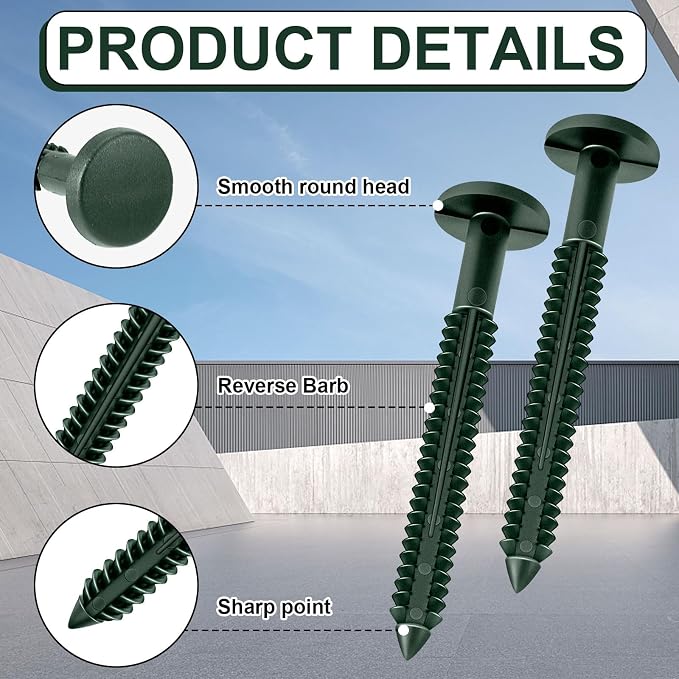 Blulu 36 Pcs 3 Inch Vinyl Shutter Fastener Window Panel Peg Lok Pin Pegs Screws Shutter Spikes Anchor (Midnight Green)