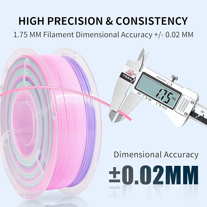 RAMBERY 3D Printer Filament 1.75mm Silk Rainbow PLA Filament Fast Color Change Multi-Color 3D Printing Filament, Pink Purple Mint Green, 1kg(2.2lbs)