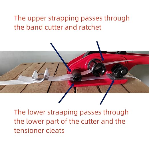 Heavy Duty Pallet Banding Strapping Kit with Woven Cord Tensioner, 3/4" x 330' Woven Cord Roll and 50 pcs Strapping Buckles - 2500Lbs Break Strength