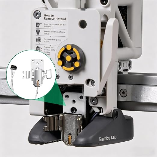 ENOMAKER Bamboo Hotend Heating Assembly Kit for Bambu A1, A1 Mini Series 3D Printer, 300℃ Quick Swap Clamp with Heater&Thermistor, Secure Heat Block Ceramic Heating Base, Mounting Clip Accessory,White