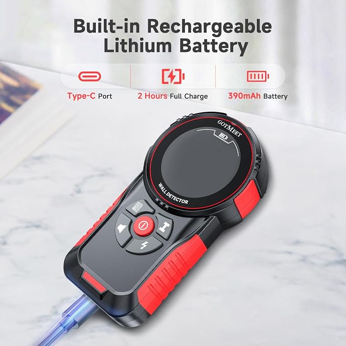 Stud Finder Wall Scanner - Rechargeable Stud Finder Tool with Smart Sensor, HD LCD Display & Audio Alarm, Electronic Stud Detector for Metal Wood AC Live Wire Studs Joist Water Pipe