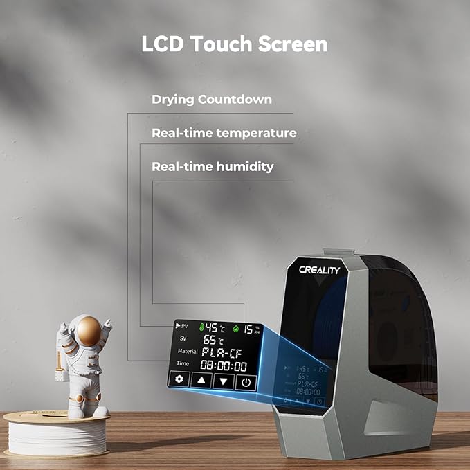 CREALITY Space Pi Filament Dryer – 360° Hot-Air Circulation, Fast Heating, 3.7'' LCD Touch Screen, One Key Set Filament Dehydrator & Storage Box for 1.75/2.85mm PLA, PETG, ABS, Nylon, PA, TPU