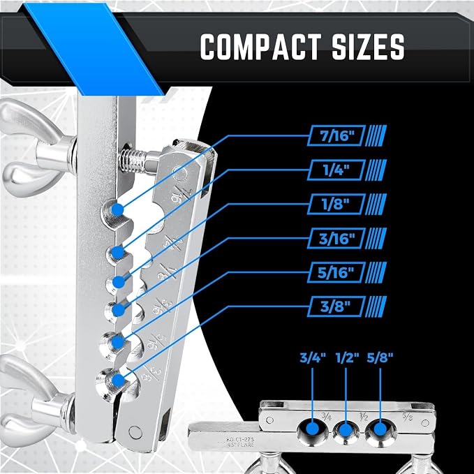 Flexzion Flaring Tool HVAC Kit for Copper Tubing - 45 Degree Single Flare & Swaging Tool Set, 1/8 to 3/4 Inch Pipe Tube Flaring Kit for HVAC, Refrigeration, Automotive & Plumbing with Carrying Case