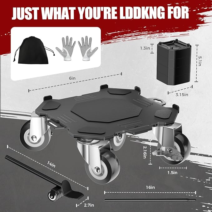 Upgraded Furniture Dolly Movers 5 Wheel Heavy Duty 2000LBS Capacity Carbon Steel Panel 360° Rotating Casters Furniture Slider for Sofa Refrigerator Piano (Black, 6in)