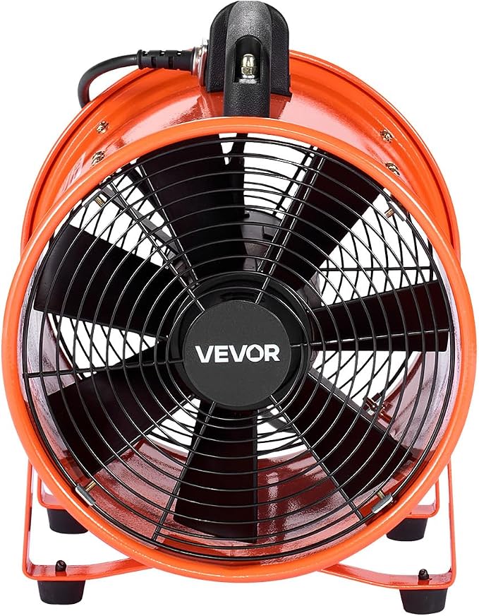 VEVOR Portable Ventilator with Hose, 2 Speed, 10 Inch Utility Blower Exhaust Fan with 33ft Flexible Duct, 292W 1948CFM High Velocity Industrial Air Mover for Extraction and Ventilation