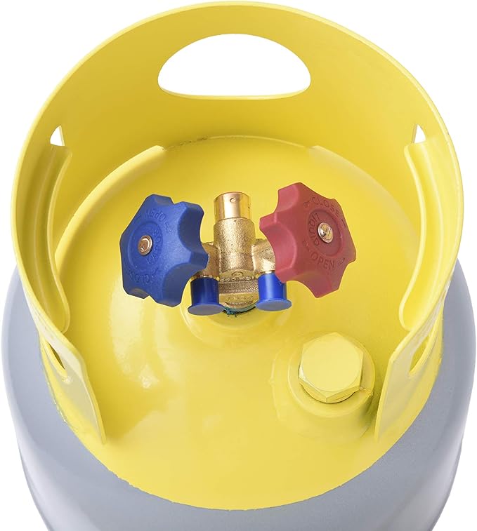 Flame King 30LB Refrigerant Recovery Cylinder Tank, 400 PSI, Dual Y-Valve Liquid/Vapor, Heavy-Duty Steel, HVAC Recovery & Storage