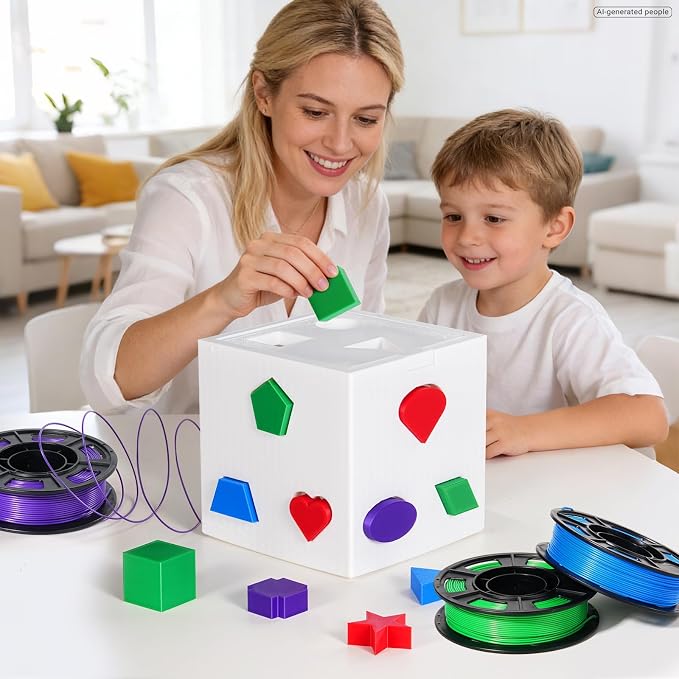 Dynta PLA 3D Printer Filament Bundle 250g, 1.75mm 6 Colors Total 1.5kg | Compatible with FLASHFORGE, Bambu, Creality, Black, White, Red, Green, Blue, Purple for Beginners, Individually Vacuum-Sealed