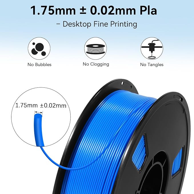 Dynta PLA 3D Printer Filament Multi-Color Set, 1kg per Spool, 1.75mm (±0.02mm), Ideal for Beginners & Desktop Printing Enthusiasts, 4-Pack: Black + White + Blue + Red