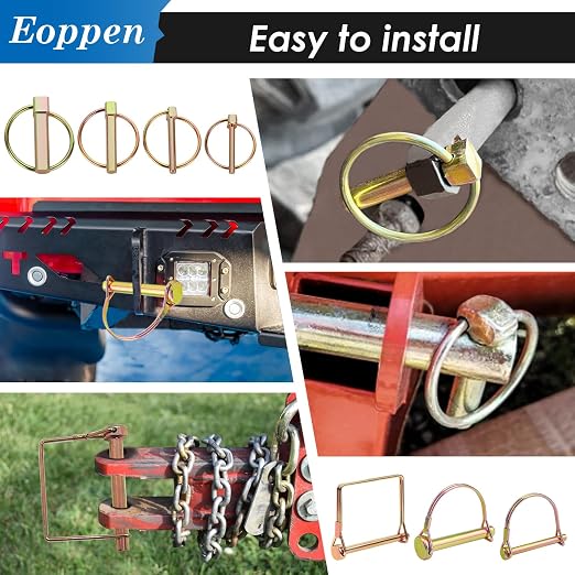 202Pcs Hitch Pins Clip Pins Linch Pins PTO Pins and Shaft Locking Pins Assortment Kit 5 Styles Tractor Pins Fasteners for Trailers, Tractors, Trucks, Lawn Mower