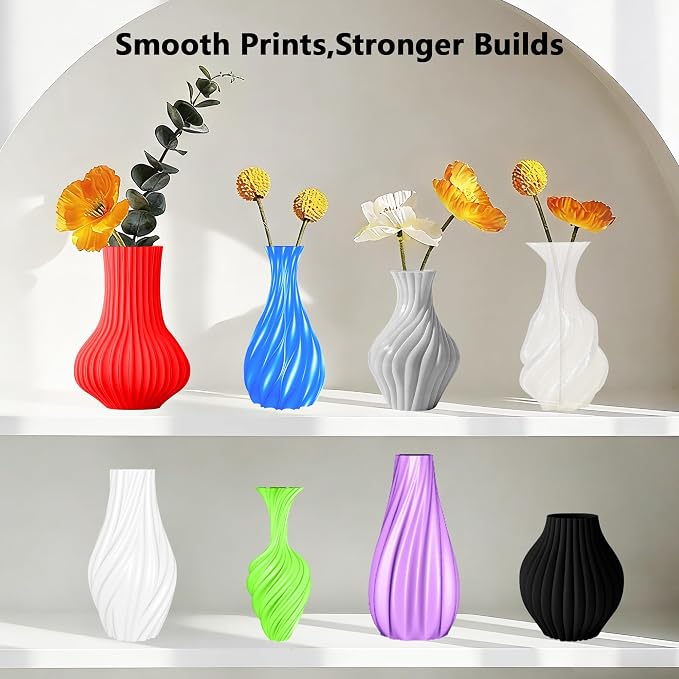 1.75mm 8 Spools Basic Colors PLA 3D Printer Filament Bundle, White/Black/Clear/Light Grey/Blue/Red/Green/Purple, Each Spool 0.25kg, Total 2kg PLA 3D Printing Material, 250g x 8 Spools