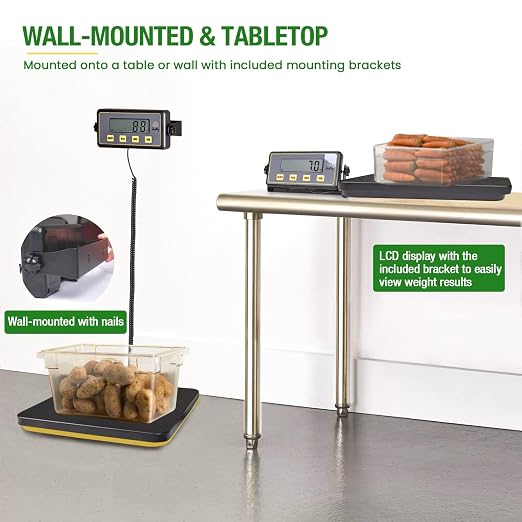 150lbs Commercial Scale Digital Receiving Scale with Anti-Slip Aluminum Platform, High Accuracy Food Scale with Hold/Tare/Auto-Off, Kitchen Scale with LCD Display for Restaurant/Cater