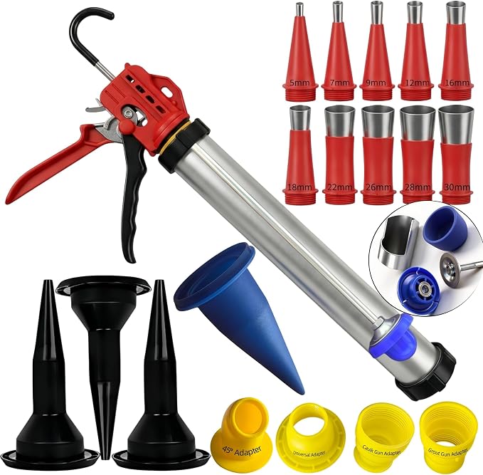 20 oz Sausage Caulk Gun | One-Touch Drip-Free, 18:1 High-Thrust Round Rod Pro Sealant Gun, Effortless Professional Design with Crack-Resistant Plunger