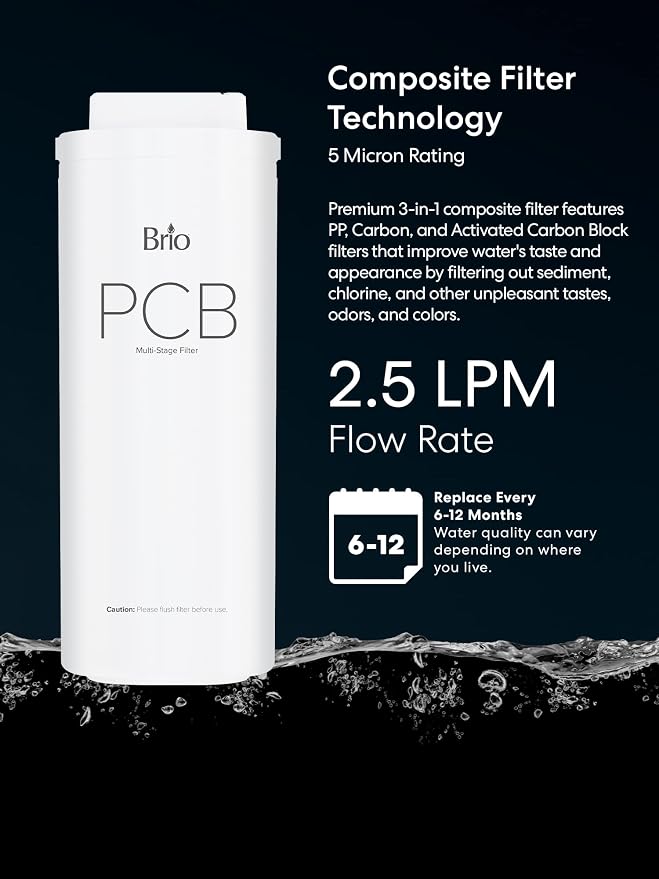 Brio PCB 3-Stage Water Filter Replacement for Filtration System TROE600PRISM (Pack of 2)