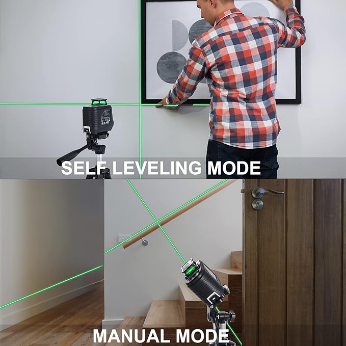 Firecore 360° Self Leveling Cross Line Laser Level with Tripod and Compatible FD30 Laser Detector