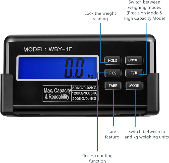 Flexzion Digital Shipping and Postal Scale, Heavy Duty Stainless Steel Platform, 440Lbs 200KG Weight Capacity with LCD Backlight Display and AC Adapter