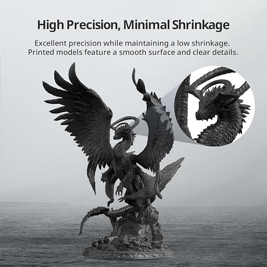 ANYCUBIC Tough Resin 2.0, 3D Printer Resin with Upgraded High Toughness and High Precision, 365-405nm Fast Curing 3D Resin for 4K 8K LCD/DLP/SLA 3D Printing (Black+Black, 2kg)