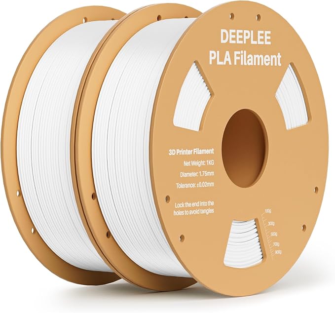 PLA 1.75mm 3D Printer Filament, Dimensional Accuracy +/- 0.02mm, Neatly Wound, No Clogging, Vacuum Package, Fits for Most FDM 3D Printers, Cardboard Spool 2kg White