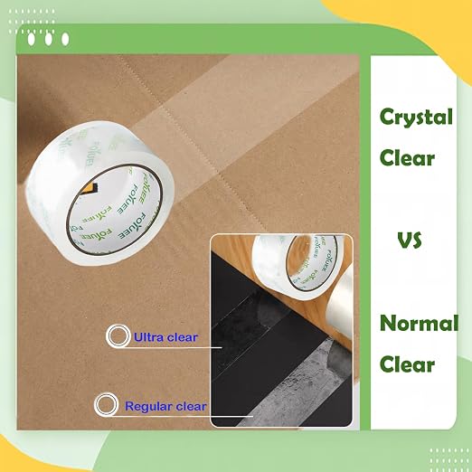 Strong Adhesive Packaging Tape(24 Rolls) for Shipping, Moving and Storage. Clear Packing Tape, Water Base, Crystal Clear, Low Odor, 1.88" Wide, 60 Yards Per Roll, Total 1440 Yards
