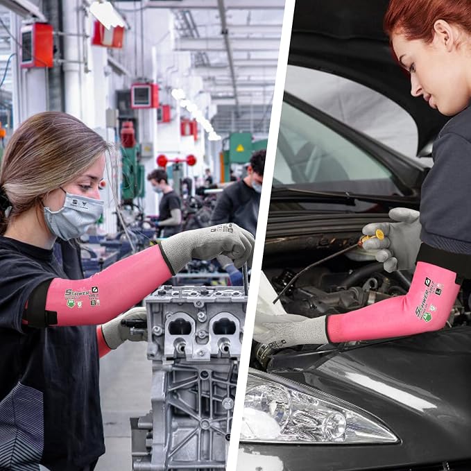Schwer AIR-SKIN ANSI A6 Cut Resistant Arm Sleeves for Men & Women S901-P, Non-PFAS Arm Protectors for High Risk Work, UPF50+ UV Protection Cooling Gardening Sleeves for Farming, Lightweight