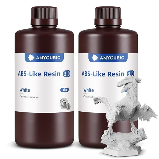ANYCUBIC ABS-Like Resin 3.0, 3D Printer Resin with Enhanced Strength and Toughness, High Precision and Minimal Shrinkage, Wide Compatibility for All LCD Resin 3D Printers (White, 2kg)
