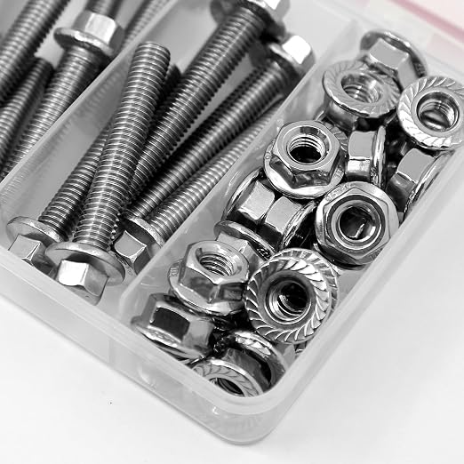 56PCS M8 Stainless Steel 304 Flanged Hex Head Bolts and Nuts kit 20mm 30mm 40mm 50mm