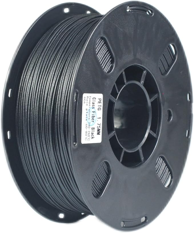 RANKI Glass Fiber Petg Filament 1.75mm 1KG, Outdoor Use Tough Glass Fiber PETG 3D Printer Filament, High Temperature Resistance, 1 KG Spool, (Black)