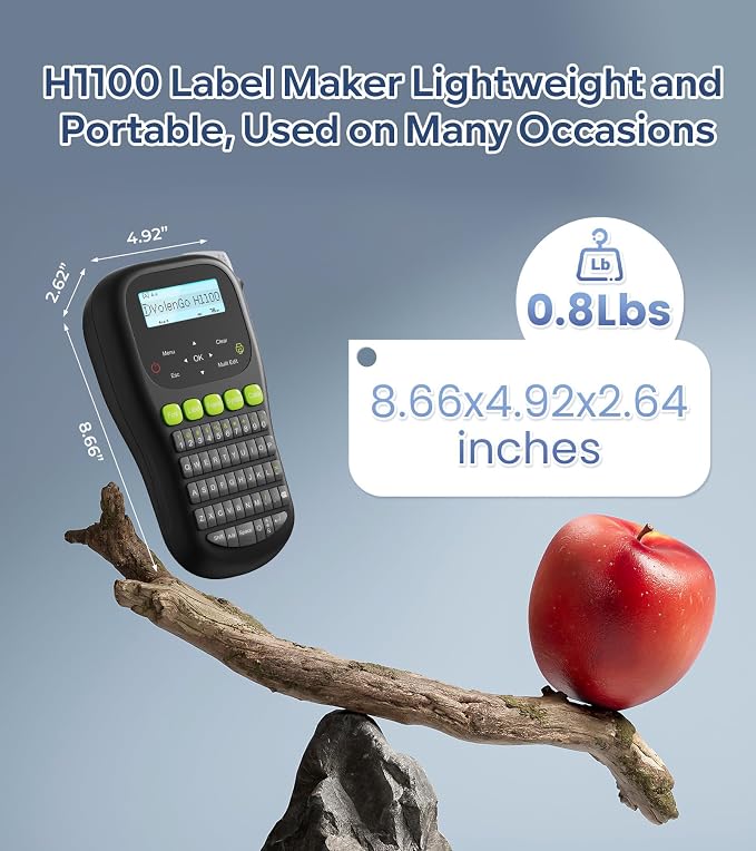 Label Maker Machine with-Tape, Wire Label Maker Waterproof-Labels, H1100 Handheld Electric Labelmaker with Keyboard, Backlit-LCD & One-Touch Key & Laminated-Tape, Home Industrial Office Organization
