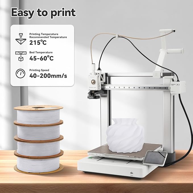 3DHoJor Matte PLA Filament 1.75mm, Upgrade 1kg*4 Bundle Cardboard Spool PLA Filament 1.75 PLA 3D Printing Filament, Print with Most 3D Printers Using 3D Filament-Milky White