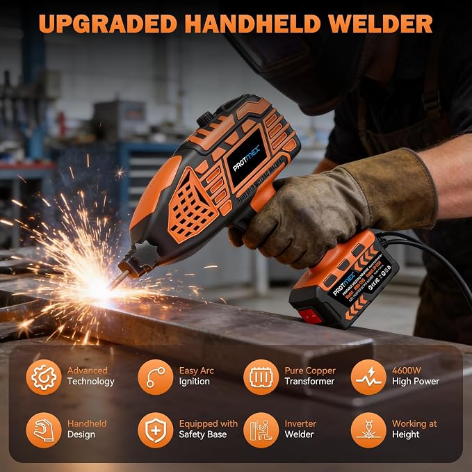Portable Handheld Machine- 110V Display Portable Welder Handheld IGBT Inverter with 5 Adjustable Currents, 20PCS Rods, ARC Welder Gun Fits 3/32"-1/8" Welding Rods for Home Projects, DIY, Repair