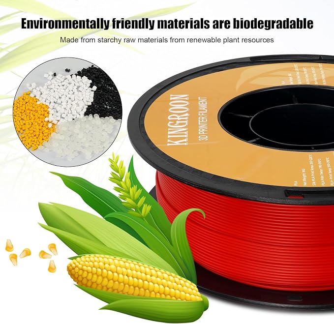 Kingroon High Speed PLA 3D Printer Filament 1.75mm, 3D Printer Rapid Filament for 30-600mm/s Hyper Printing Filament, Dimensional Accuracy +/- 0.03 mm, 1kg Plastic Spool(2.2lbs) (Red)