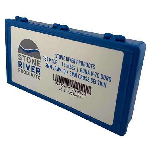 Stone River Products Metric O-Ring Kit 350pc, 18 Sizes 3mm-20mm ID x 2mm CS, Buna-N NBR 70A Nitrile Rubber Seals Assortment for Hydraulic Pneumatic Automotive, Case Included
