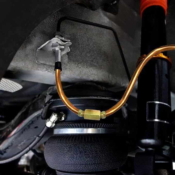 MuHize 1/4 Brake Line - Upgraded 25 Ft. Brake Line Kit(2026 New), 1/4 Flexible Copper Coated Brake Line Tube Roll(Includes 16 Inverted Flare Fittings)