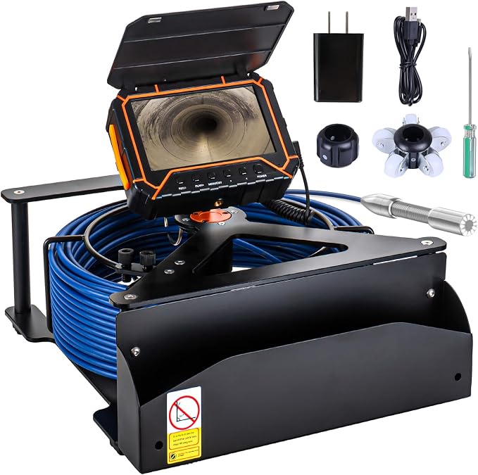 Sewer Camera 100ft,SPRIDRAIN Drain Pipe Camera HD 5in Screen with 32GB DVR,Waterproof IP68 Works Underwater Up to 10Meters Sewer Inspection borescopes for Plumber(Fits Pipes>0.7" Diameter,100ft/30M)