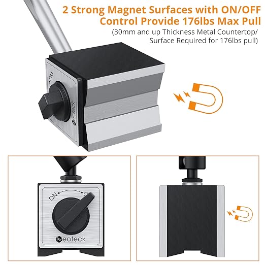Neoteck 176lbs/80kg Magnetic Base Stand + 0.03" Dial Test Indicator