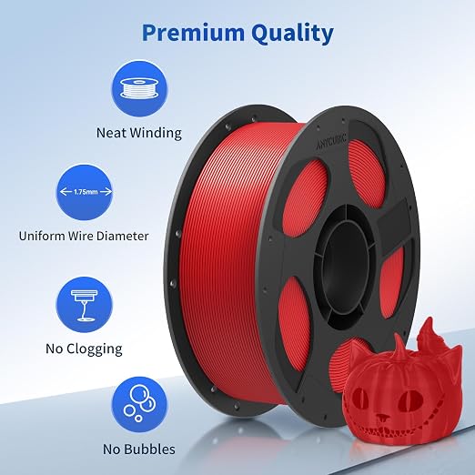 ANYCUBIC PLA 3D Printer Filament, 3D Printing PLA Filament 1.75mm Dimensional Accuracy +/- 0.02mm, 1KG Reusable Spool (2.2 lbs), Red