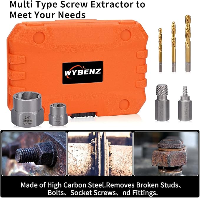 29PCS Screw&Bolt Extractor Set and Left Drill Bit Kit, Easy Out Broken Lug Nut Extraction Socket Set for Damaged, Frozen,Studs,Rusted, Rounded-Off Bolts, Nuts & Screws