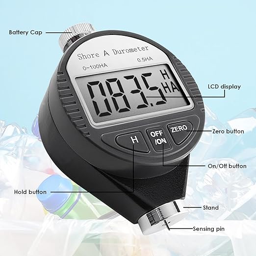 Durometer Tester Shore A Hardness Tester, Rubber Tire Durometer Gauge 0~100HA Digital Hardness Meter with Large LCD Display