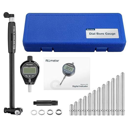 Digital Bore Gauge 50-160mm 2-6" |Internal Diameter Measuring Tool 0.01mm High-Precision Self-Centering|12 Probes, 6" Measuring Depth| for Engine Cylinders & Hydraulic Systems