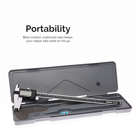 NEIKO 01409A 12” Electronic Digital Caliper | Extra Large Display | 0-12 Inches | Inch/Fractions/Millimeter Conversion | Polished Stainless Steel