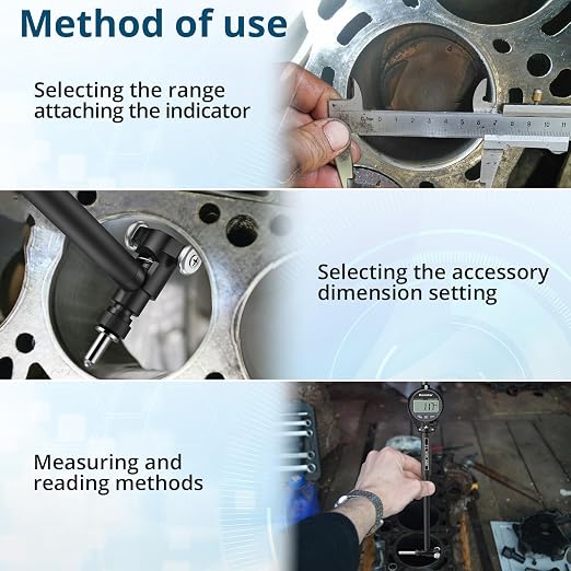 Dial Indicator Bore Gauge with 0.7"-6"/0.0005" Measuring Range Dial Bore Gauge Set with 23PCS Anvils & 6" Measuring Depth for Engine Cylinder Deep Engine Hole Cylinder Measurement Gage