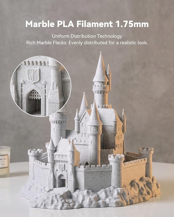 SUNLU Marble PLA Filament 1.75mm, Realistic Stone Veining & Matte Finish, 3D Printer Filament PLA Marble Texture, Ideal for Architectural Models and Decor, 1kg Spool, Brick Red