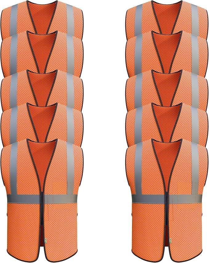 OccuNomix ANSI/ISEA 107-2020 Class 2 Type R Mesh Surveyor Vest - Reflective Safety Vest with Pockets, Dual Sizes (S/M-4X/5X)