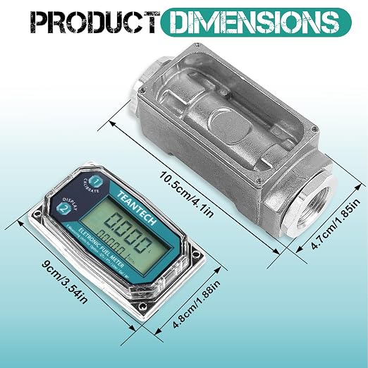2 Pack 1in Digital Turbine Fuel Flow Meter, High Accuracy Diesel Flow Meter with NPT Counter, Digital LCD with 5 Units, Auto Shut Off, for Gasoline/Kerosene/Water