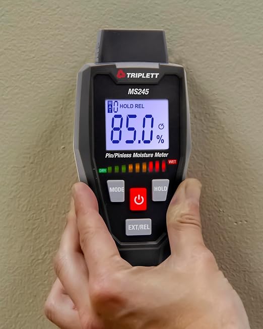 Triplett MS245 Pin/Pinless Moisture Meter for Wood and Building Materials with Audible Indicator