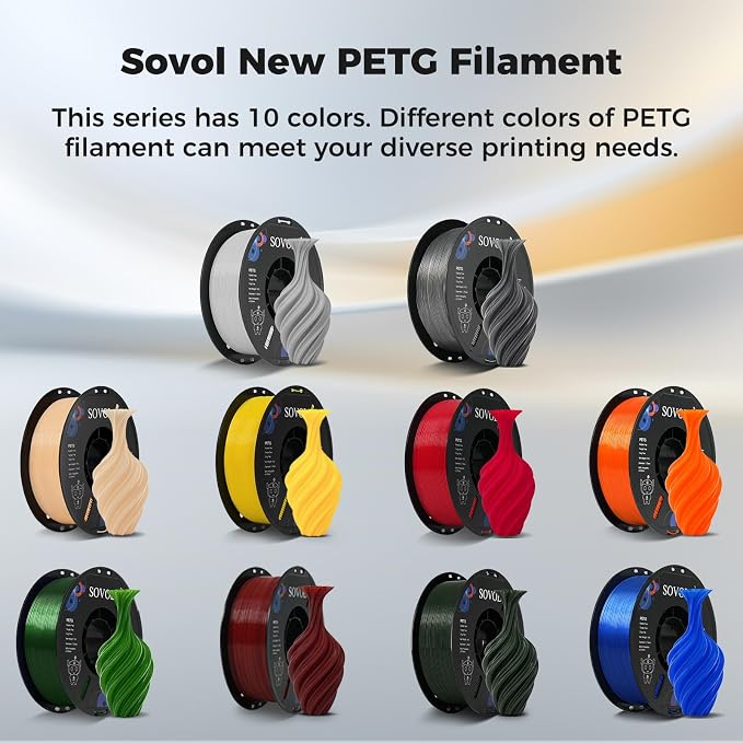 Sovol 3D Printer PETG Filament 1.75mm 1KG (2.2lbs), High Precision, Strong Toughness, Wiring Tightness, Dimensional Accuracy +/- 0.03 mm, 3D Printing PETG Filaments, Blue