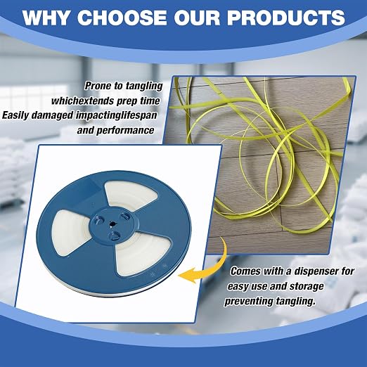 Banding Strapping Kit with 1/2" x 3200" Polypropylene (PP) Band 100 Plastic Clips 20 Edge Protectors Glove for Pallet Box Packaging